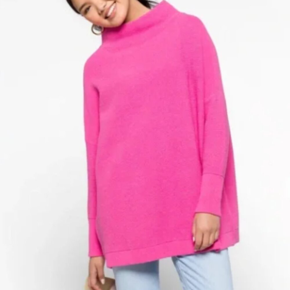 Free People‎ Ottoman Slouchy Tunic Sweater Pink Pullover Oversized Size Small